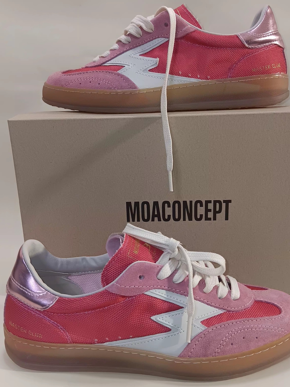 Pink Low-Top Women's Sneakers with White Accents